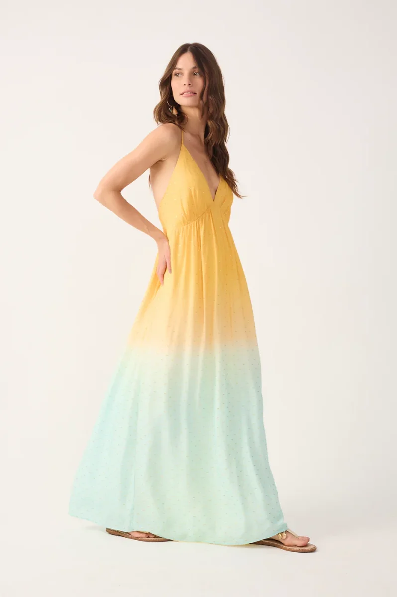 Vestido Bicolor Nascente Decote V Lurex - Dress To - Image 4