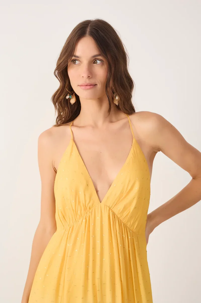 Vestido Bicolor Nascente Decote V Lurex - Dress To - Image 6