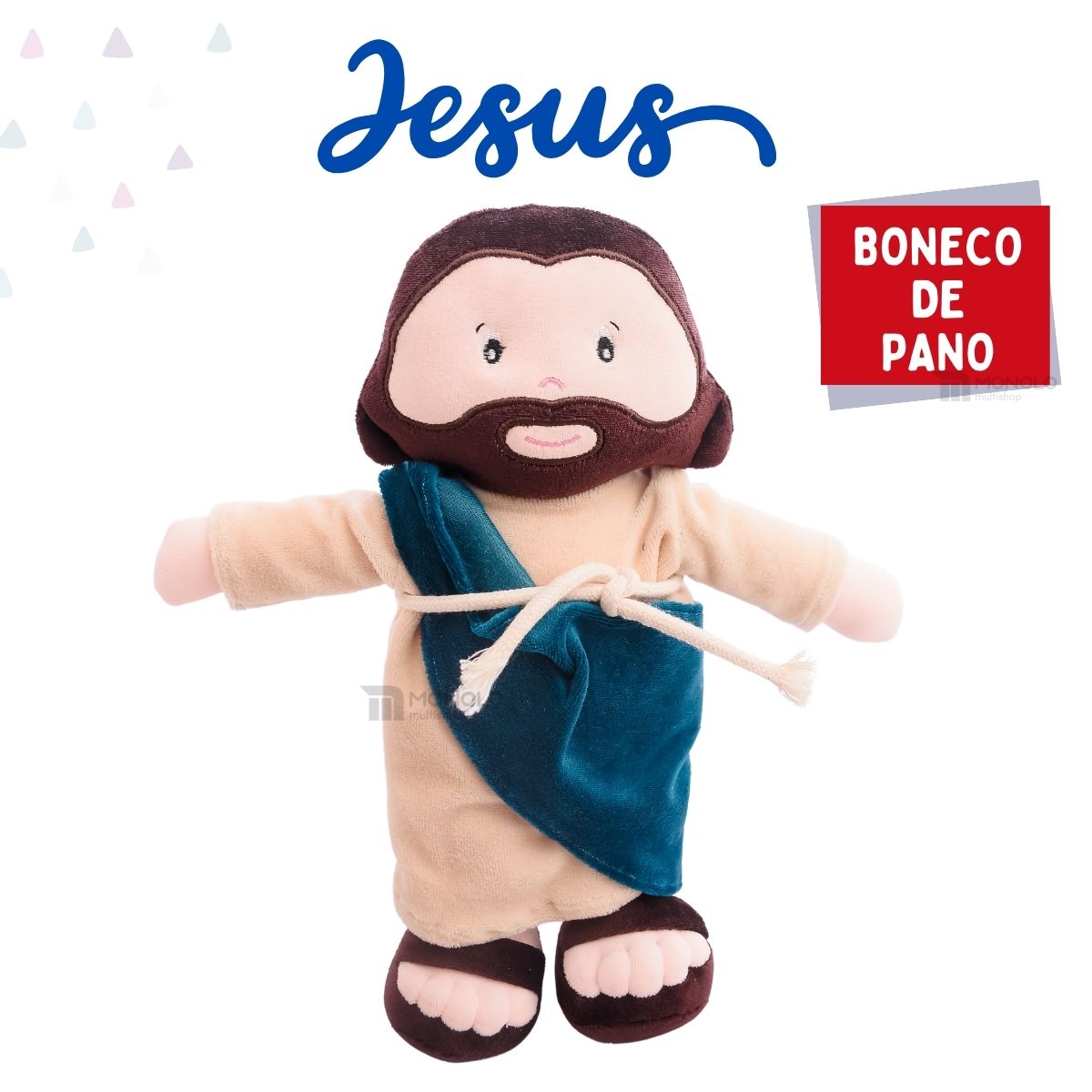 Boneco Jesus Cristo Maria Religioso Pano Pelúcia Divino Sagrado Presente Menino Menina Antialérgico e Lavável - Image 2