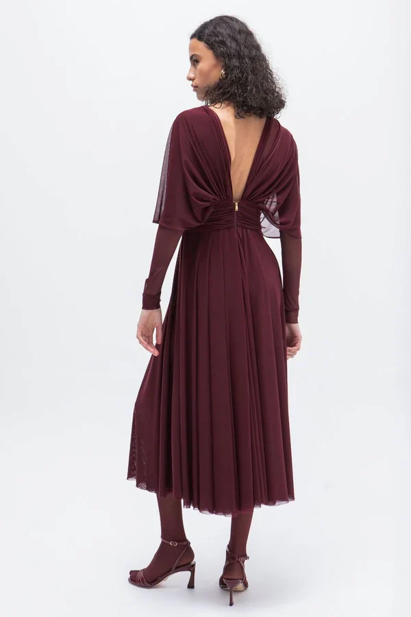 Vestido Midi Tull Burdeos - Masavi - Image 6