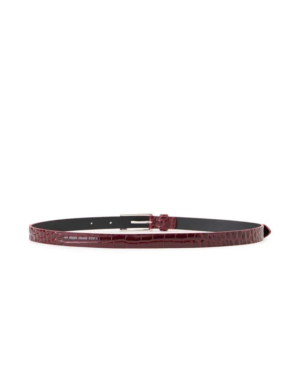 Cinto em Pele Nappa Burgundy com Fivela Metálica "I" – Iceberg - Image 5