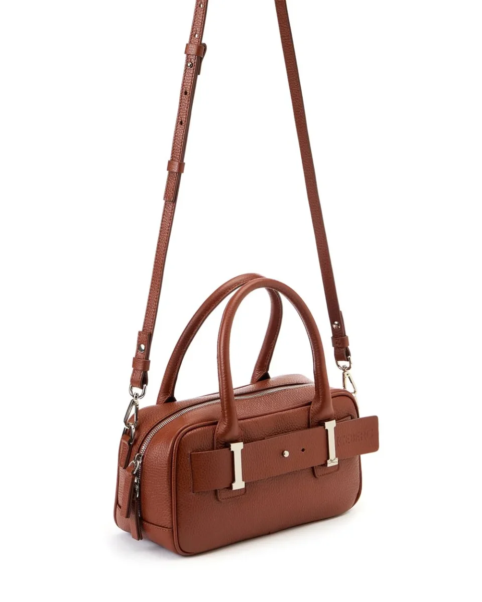 Bolsa de Ombro em Pele Hazelnut "Prince" com Fivelas Logótipo "I" – Iceberg - Image 5