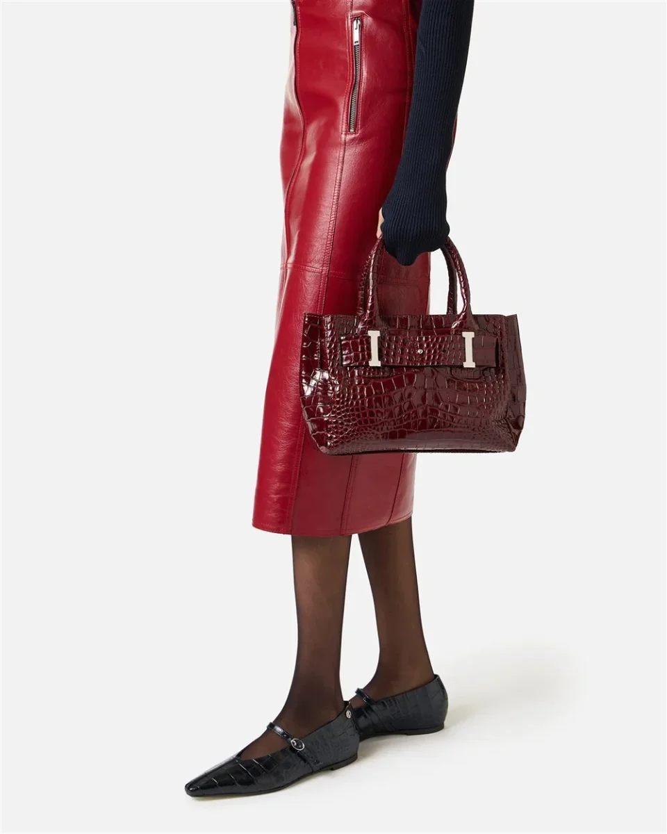 Shopper em Pele Burgundy com Fivelas Monogramadas – Iceberg - Image 4