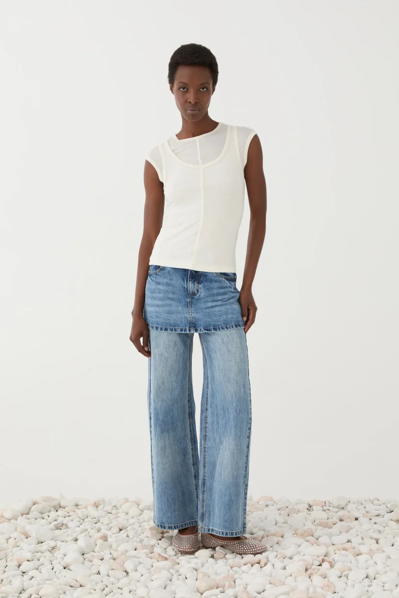 Top Justo Com Sobreposição Efeito Layering – Eleh