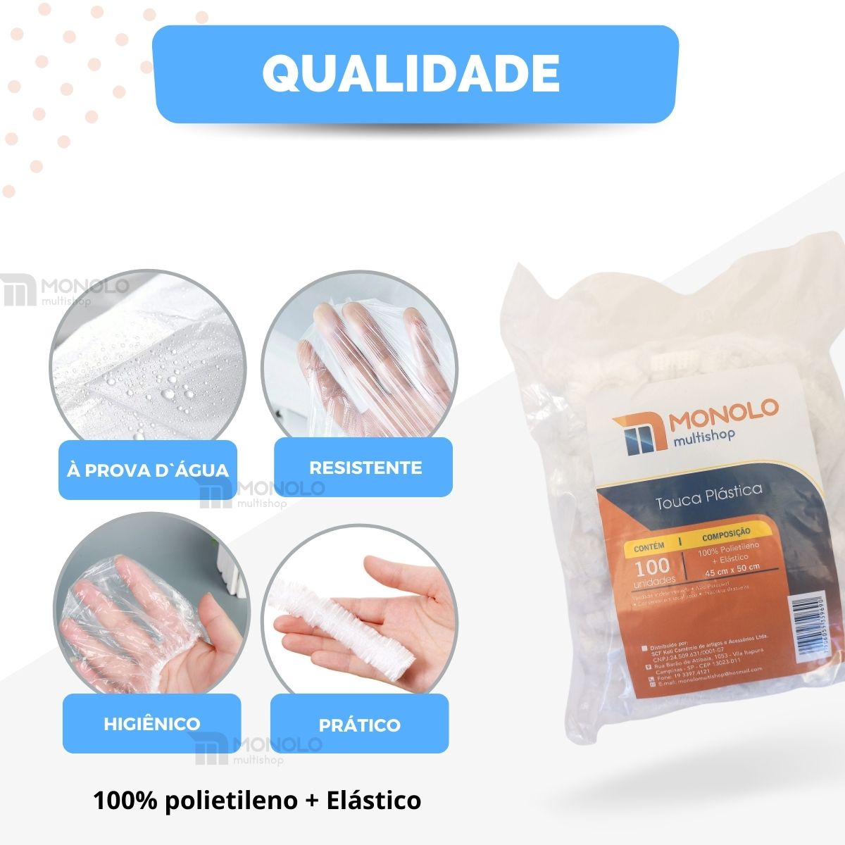 200 Toucas Plástica Descartável Banho Cabelo Sanfonada hotel - Image 3