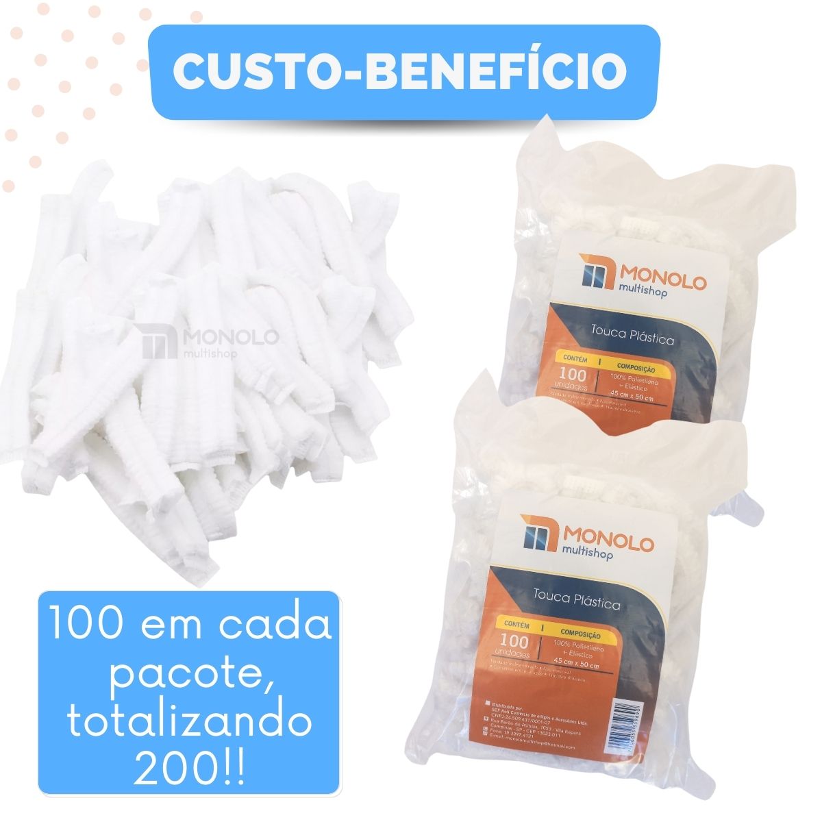 200 Toucas Plástica Descartável Banho Cabelo Sanfonada hotel - Image 6