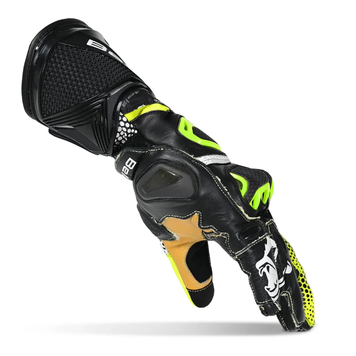 BELA EXTREME Luvas De Moto Homem Preto Branco Amarillo Flour - Image 4