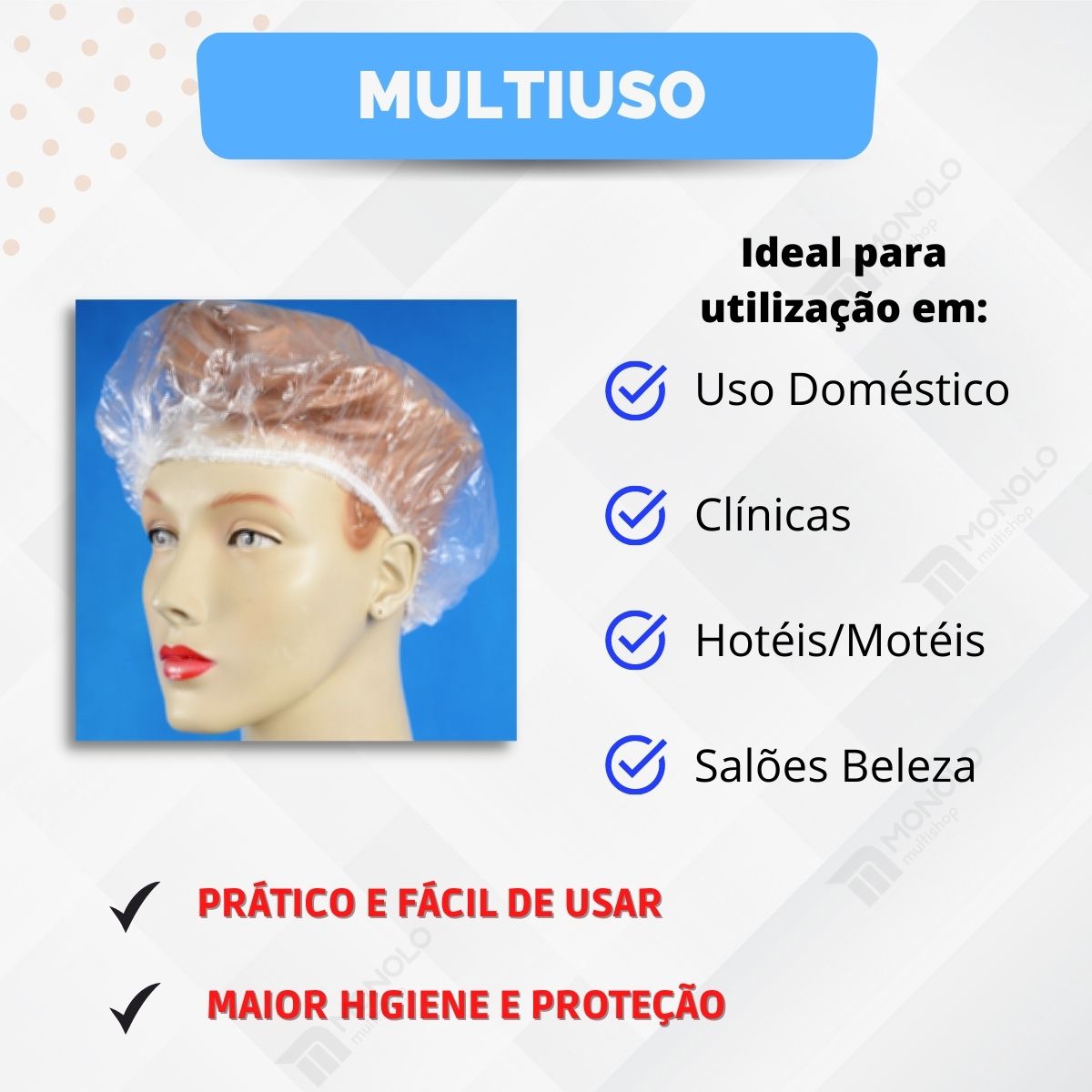 200 Toucas Plástica Descartável Banho Cabelo Sanfonada hotel - Image 8