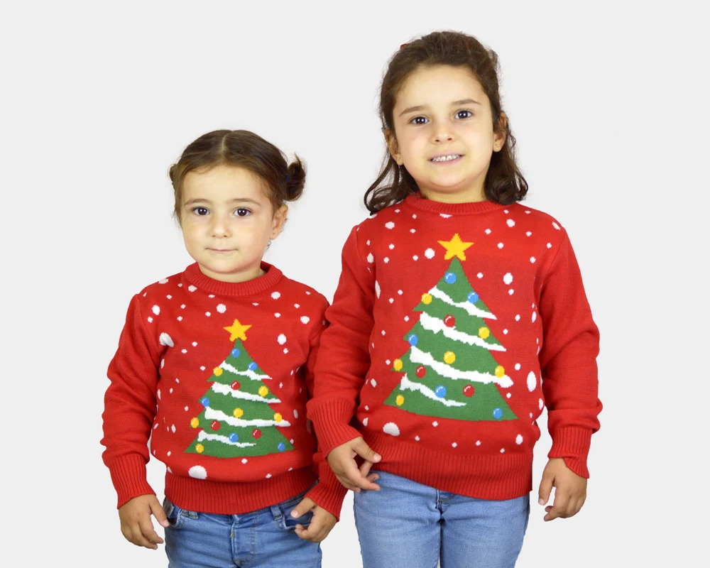 Camisola de Natal Vermelha para Menina y Menino Árvore de Natal - Image 5