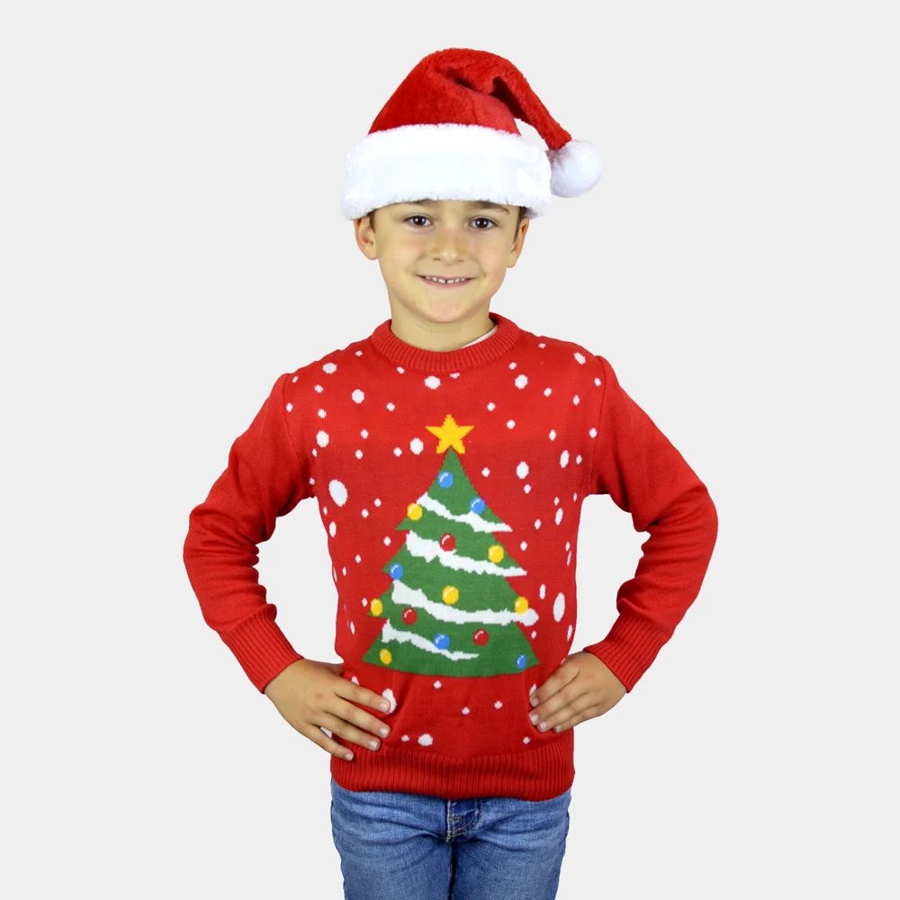Camisola de Natal Vermelha para Menina y Menino Árvore de Natal - Image 3