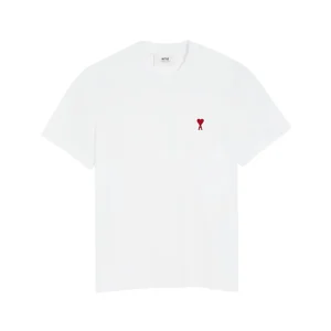 Ami Paris Small Red Ami De Coeur T-shirt- White