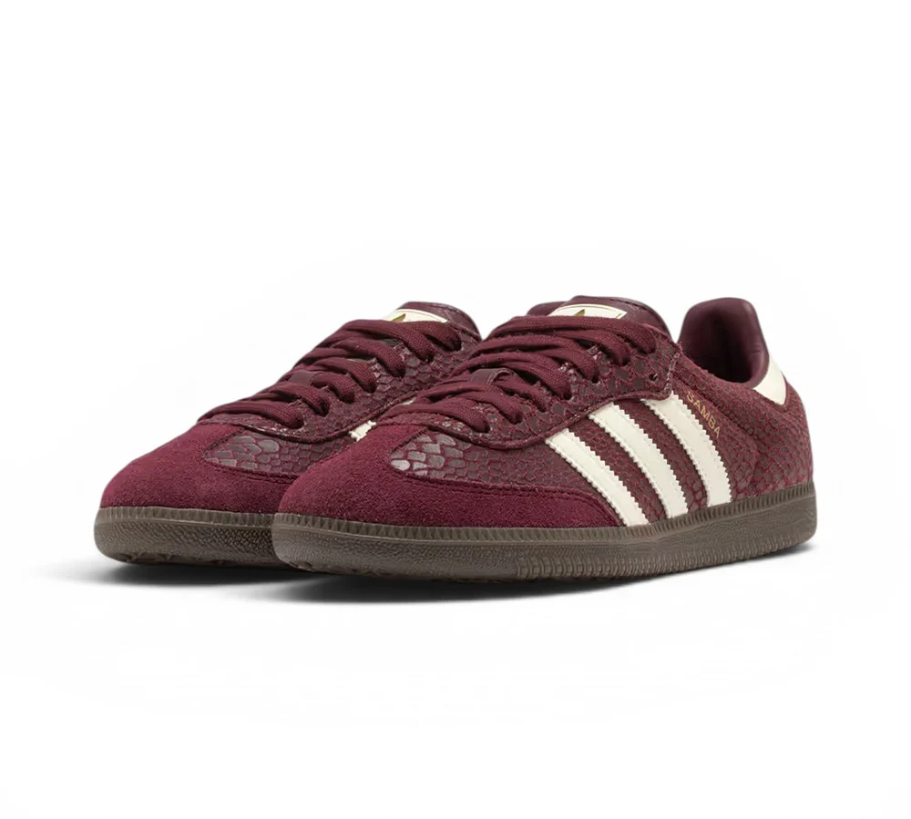 adidas Samba OG - Snakeskin Maroon Cream White - Image 3