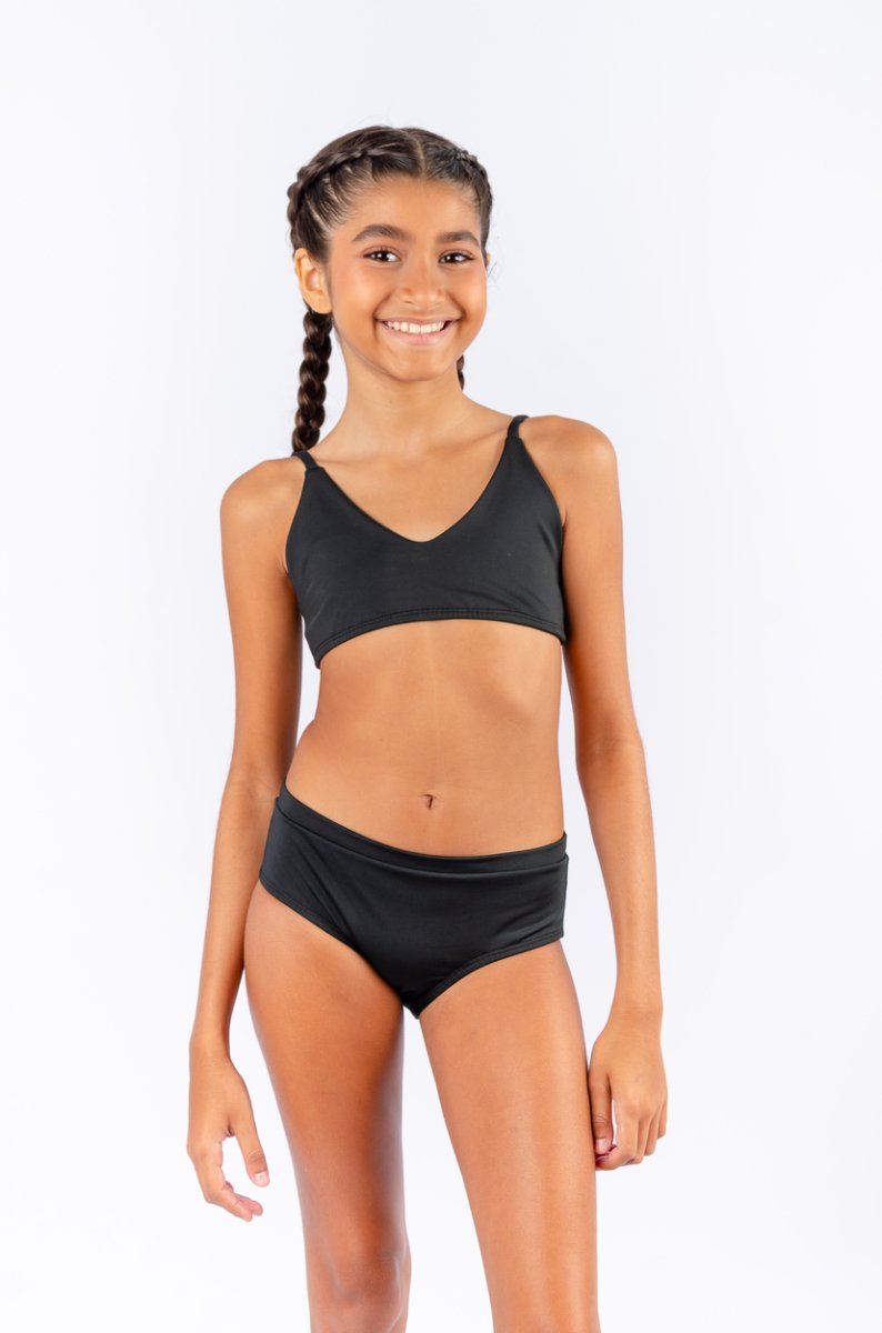 Biquíni Infantil Proteção UV 50+ Preto Liso Clássico – Salamina Kids - Image 3