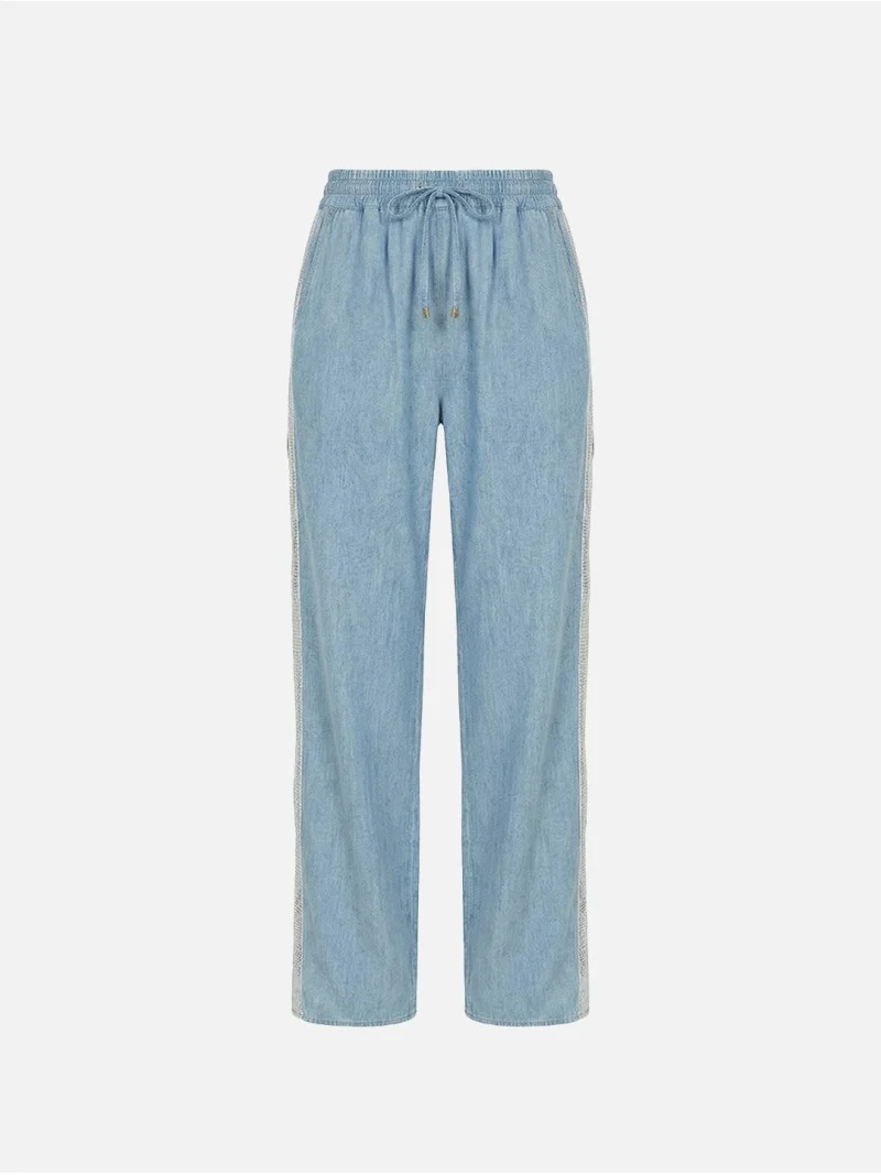 Calça Fluída em Linho com Tira a Contrastar - Scripta - Image 2