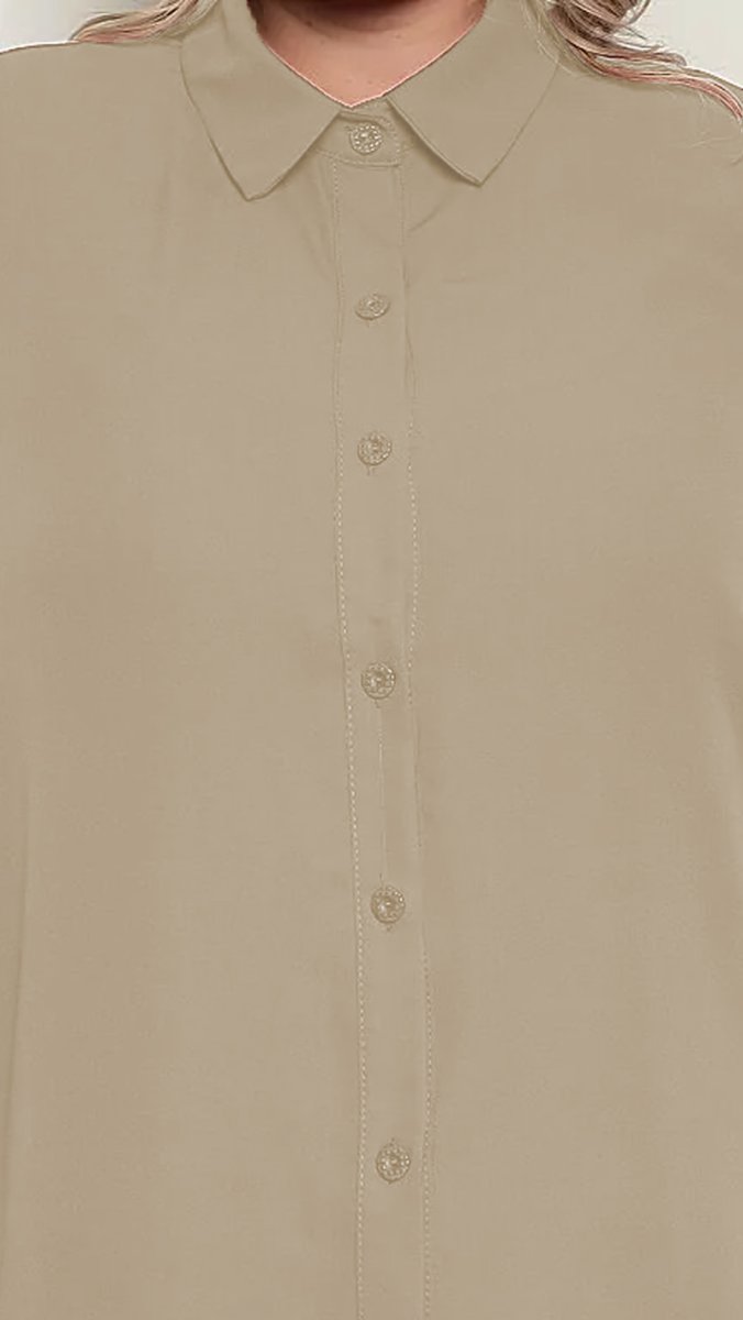 Camisa em Crepe Plus Size Manga Longa - Image 6