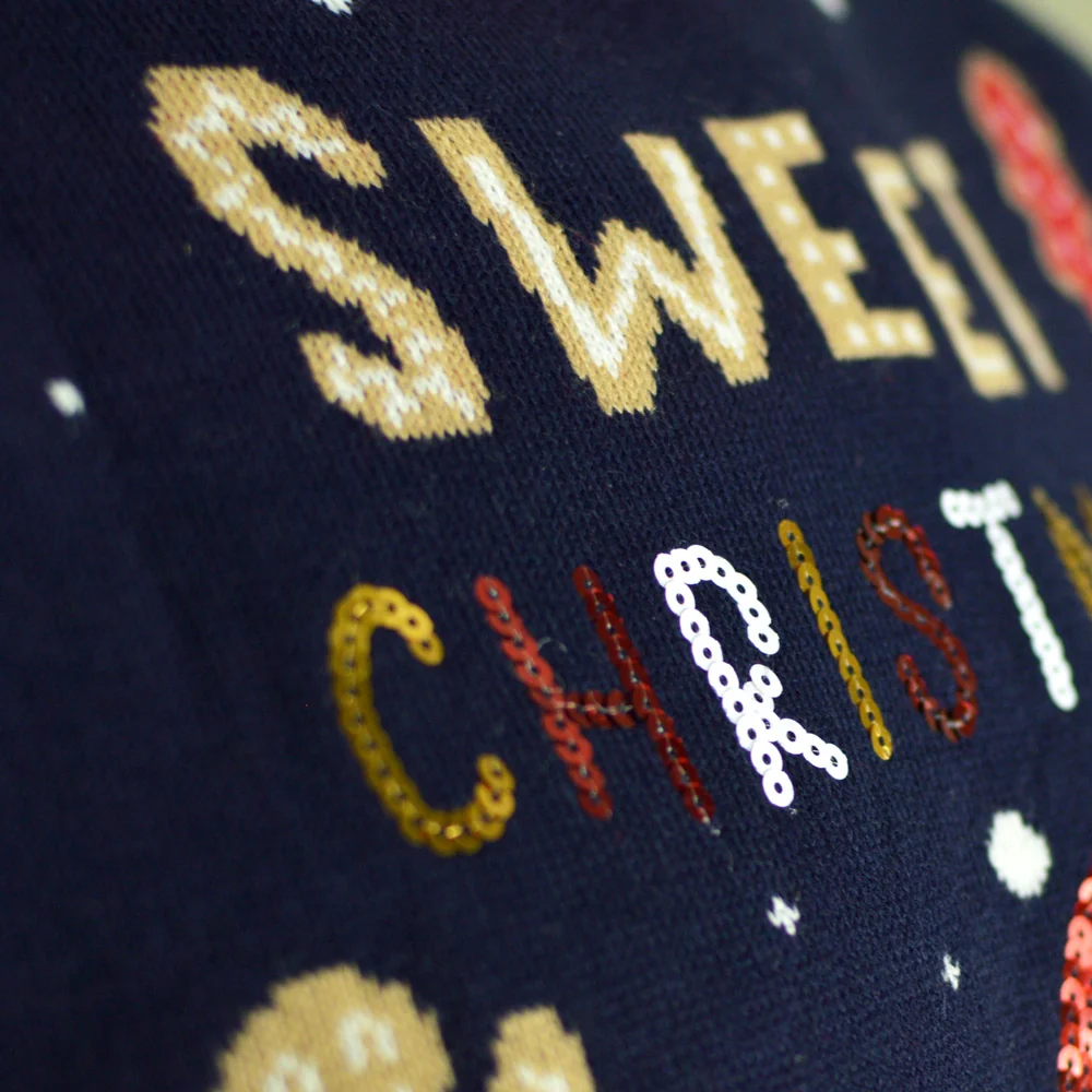Camisola de Natal para Mulher Azul com Luzes LED Ginger Cookie - Image 6