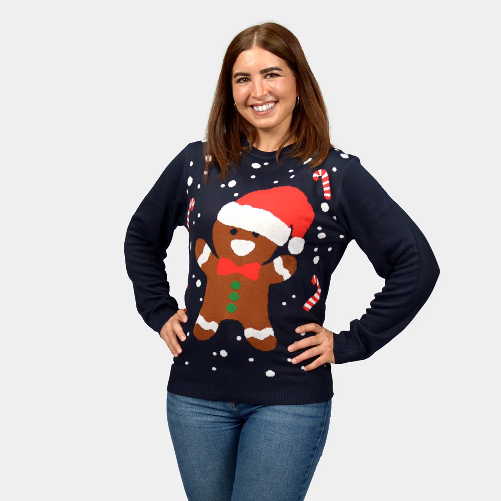 Camisola de Natal para Casal Azul Gingerbread