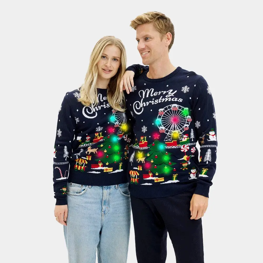 Camisola de Natal para Casal com Luzes LED Feira de Natal - Image 2