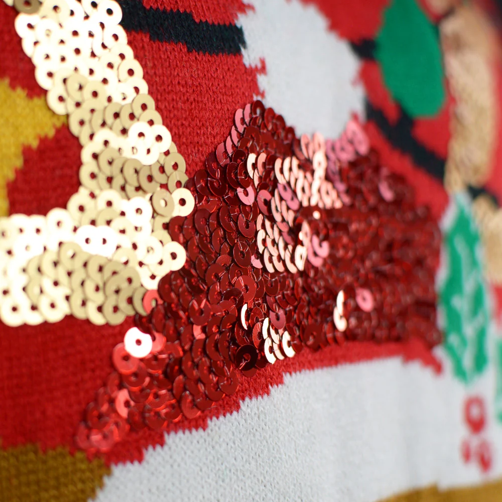 Camisola de Natal com Luzes LED para Mulher Rena Brilhante com Lantejoulas - Image 6