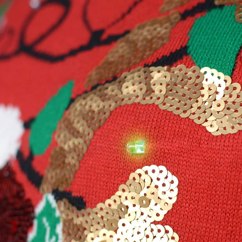 Camisola de Natal com Luzes LED para Mulher Rena Brilhante com Lantejoulas - Image 5