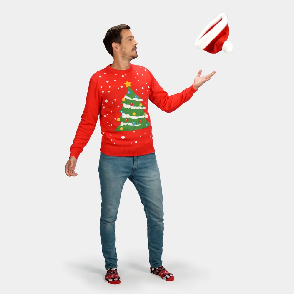 Camisola de Natal para Homem Vermelha Árvore de Natal - Image 3