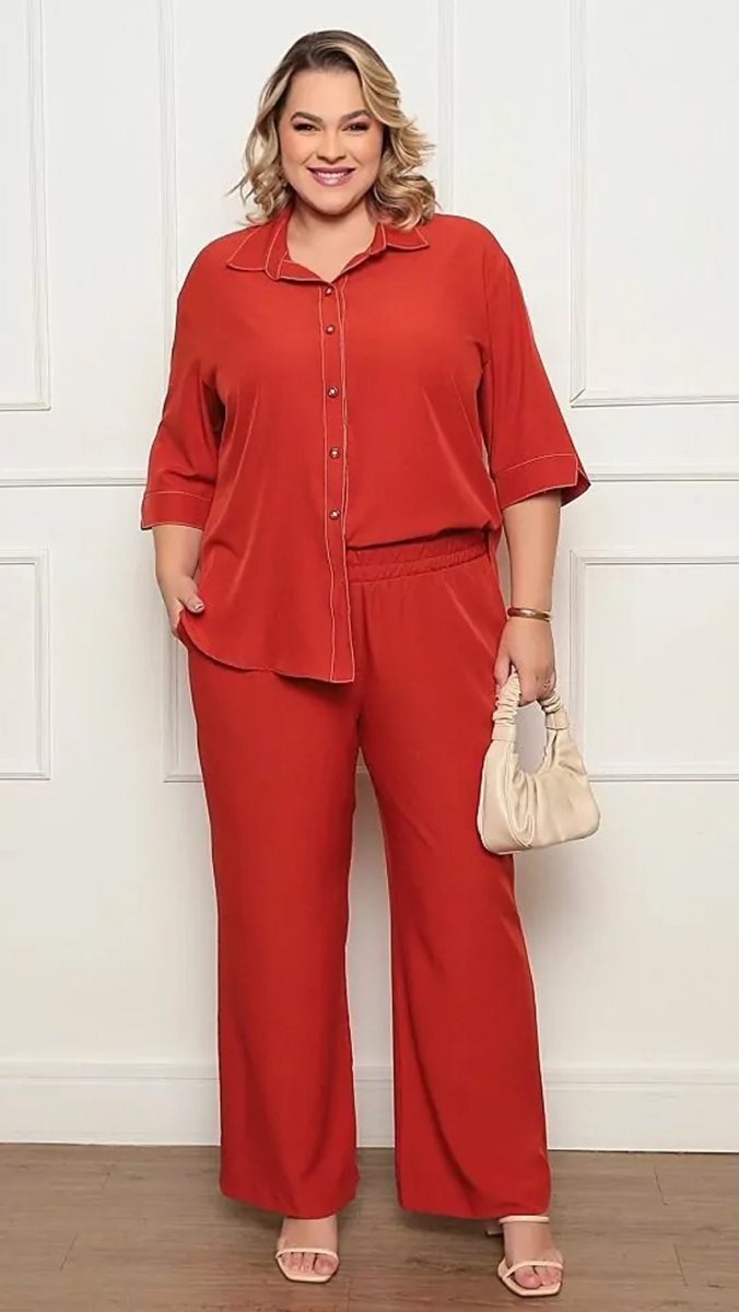 Conjunto Plus Size com Camisa e Calça Pantalona - Image 2