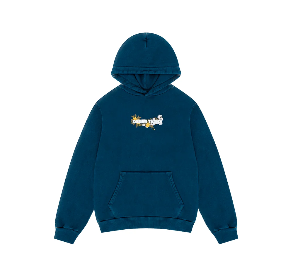 Denim Tears Embroidered Floral Hoodie - Navy - Image 2