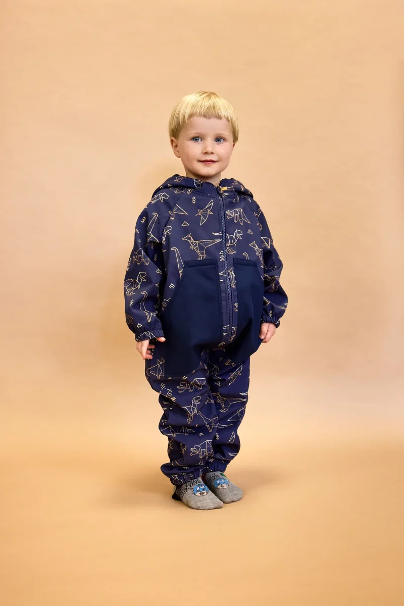 Monkey Mum® Fato-macaco infantil de inverno em softshell com forro de borrego - Pequeno caçador caqui com urso - tam. 98/104, 110/116 - Image 7