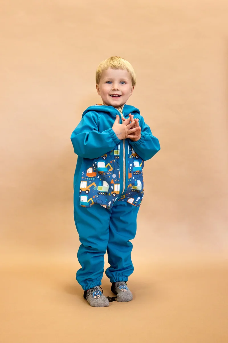 Monkey Mum® Fato-macaco infantil de inverno em softshell com forro de borrego - Pequeno caçador caqui com urso - tam. 98/104, 110/116 - Image 5