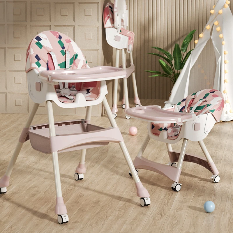 Cadeira de refeição infantil 2 em 1 Comfort - Rosa Ornamento - Image 3