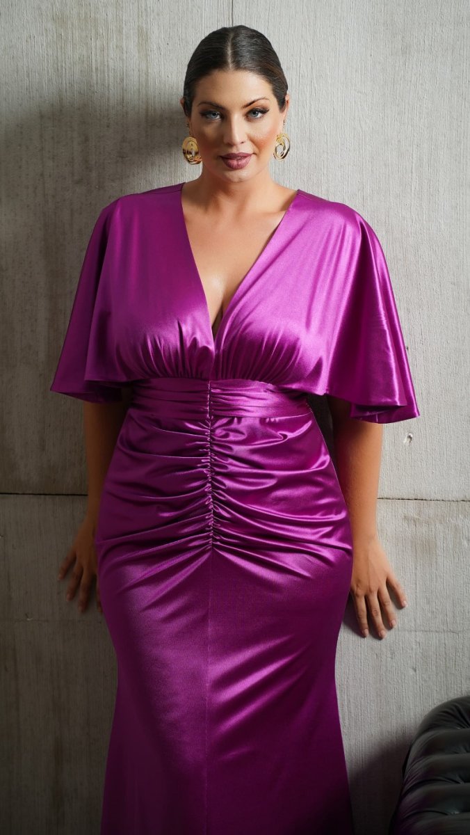 Vestido de Festa Plus Size Cetim Drapeado - Image 7