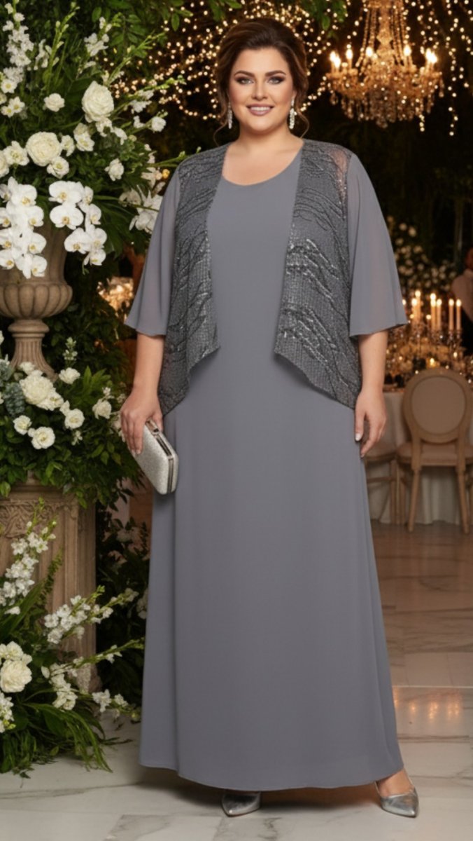Vestido Festa Plus Size Cardigã Renda Paetizada