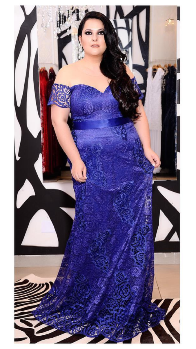 Vestido Longo Plus Size de Festa decote ombro a ombro - Image 5