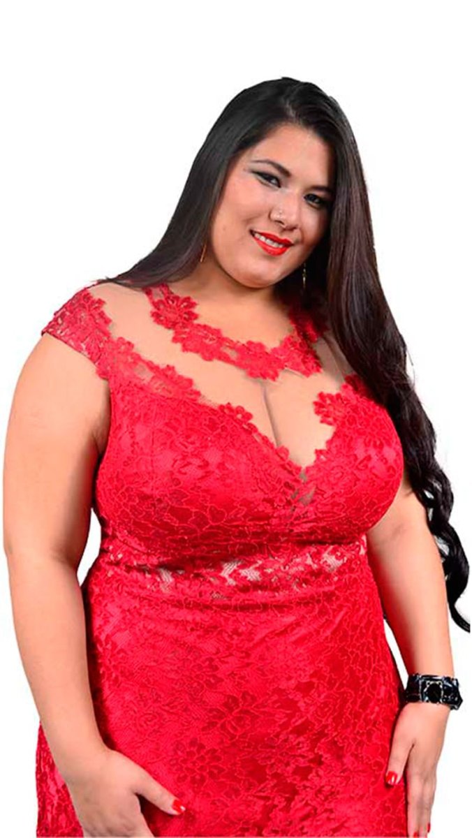 Vestido Longo Plus Size de Festa em Renda e Tule - Image 4