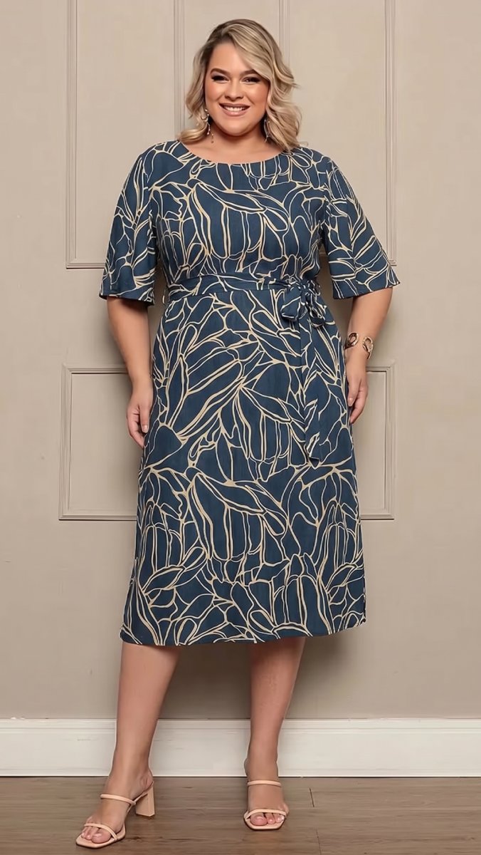 Vestido Midi Plus Size Viscose Estampado - Image 9