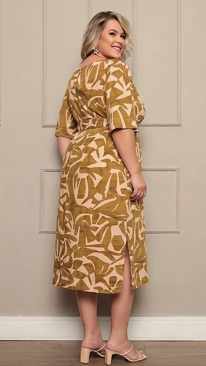 Vestido Midi Plus Size Viscose Estampado - Image 7