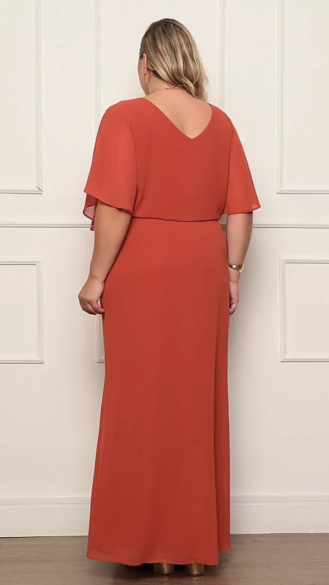 Vestido Plus Size Crepe Blusê Saia Evasê - Image 8
