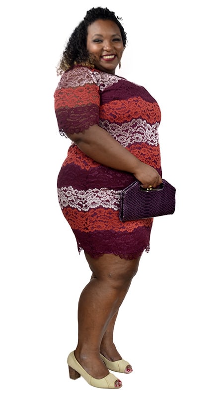 Vestido Plus Size curto em Renda Composê 3 cores - Image 7