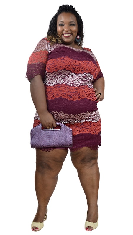 Vestido Plus Size curto em Renda Composê 3 cores - Image 6