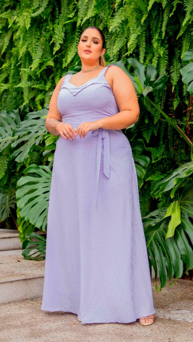 Vestido Plus Size Longo para Madrinhas Texturizado - Image 8