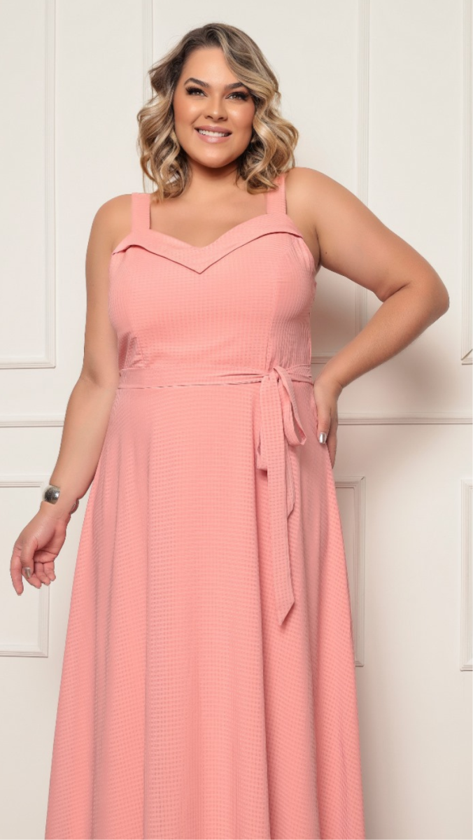 Vestido Plus Size Longo para Madrinhas Texturizado - Image 5