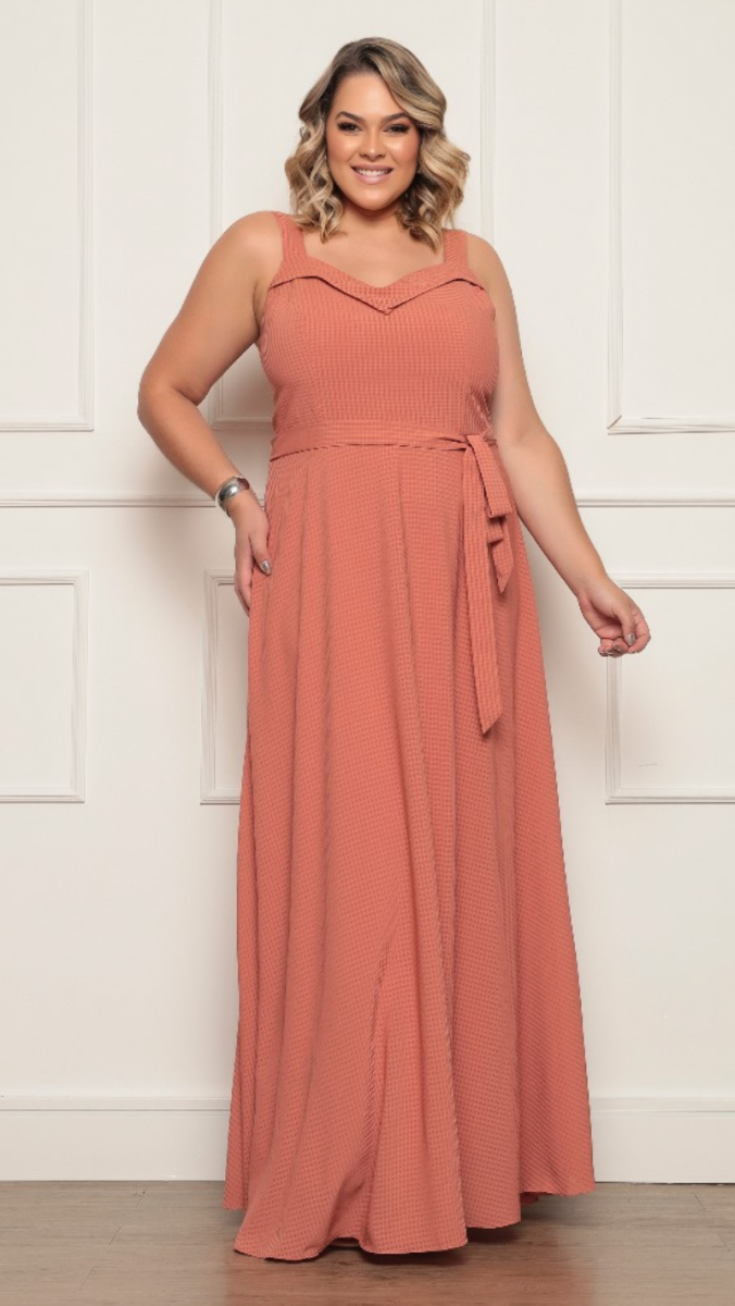 Vestido Plus Size Longo para Madrinhas Texturizado - Image 2