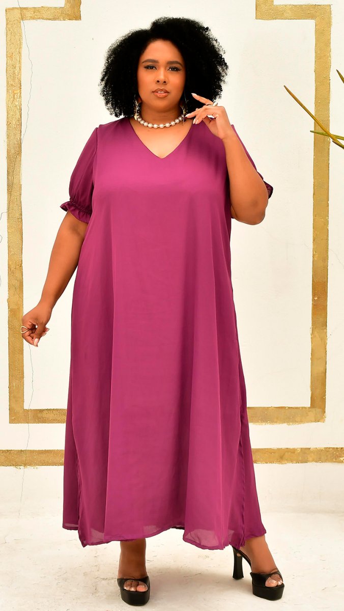 Vestido Plus Size Mangas Bufantes