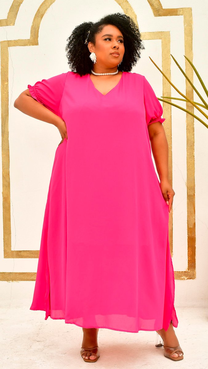 Vestido Plus Size Mangas Bufantes - Image 4