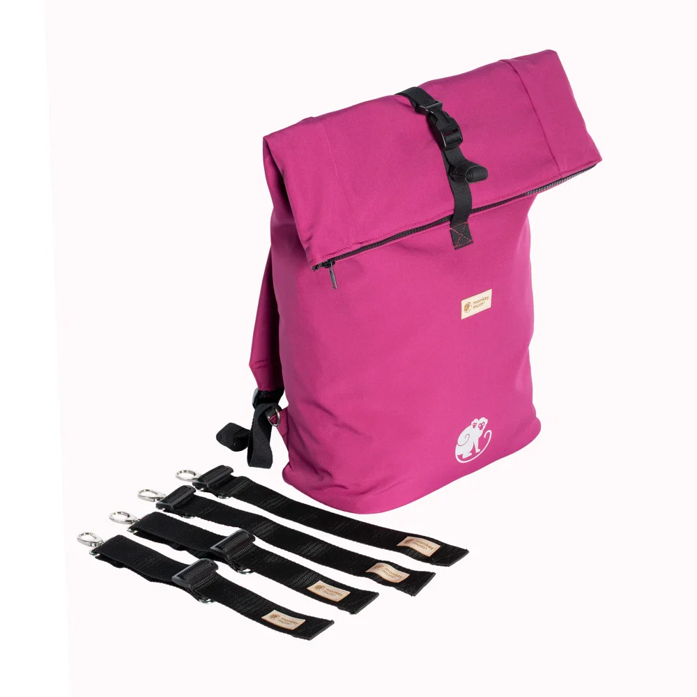 Monkey Mum® Mochila integrada em softshell para o porta-bebé Carrie - Framboesa suculenta